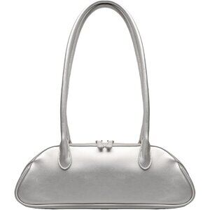 Women’s Silver PU Leather Y2K Shoulder Bag Trendy Fashion Work Travel Bag